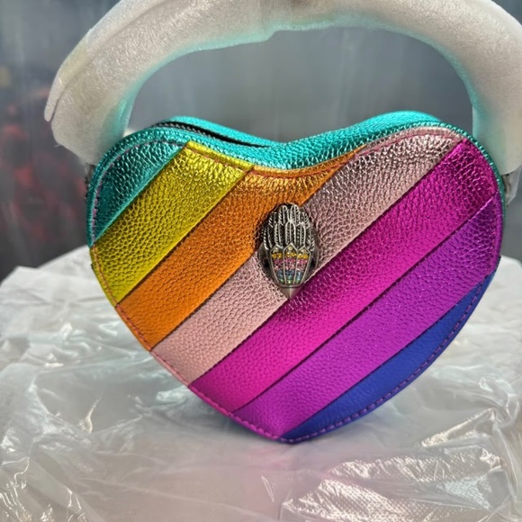 Kurt Geiger London Kensington Rainbow Leather Heart Crossbody Bag - Picture 7 of 8